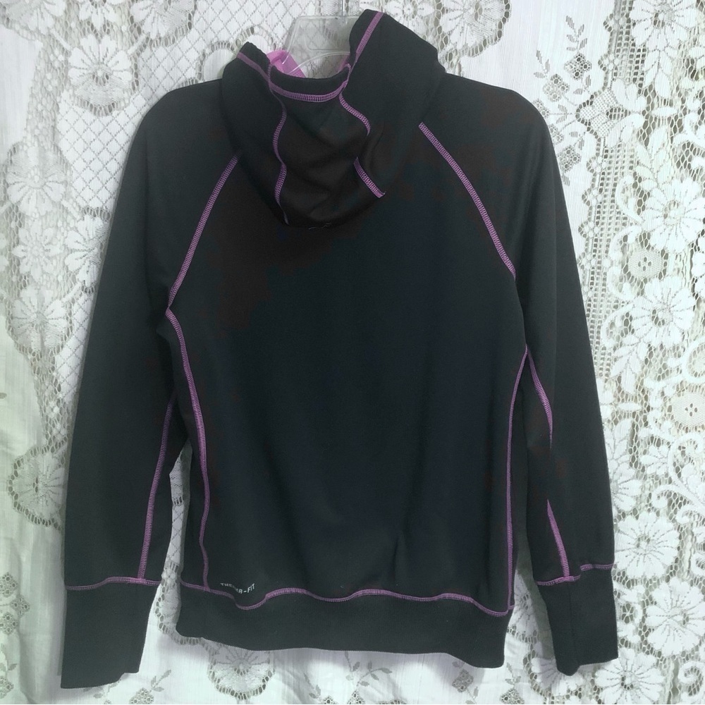 Nike Therma-Fit Black Pink Pullover Pouch Hoodie Medium Jacket - Picture 2 of 7